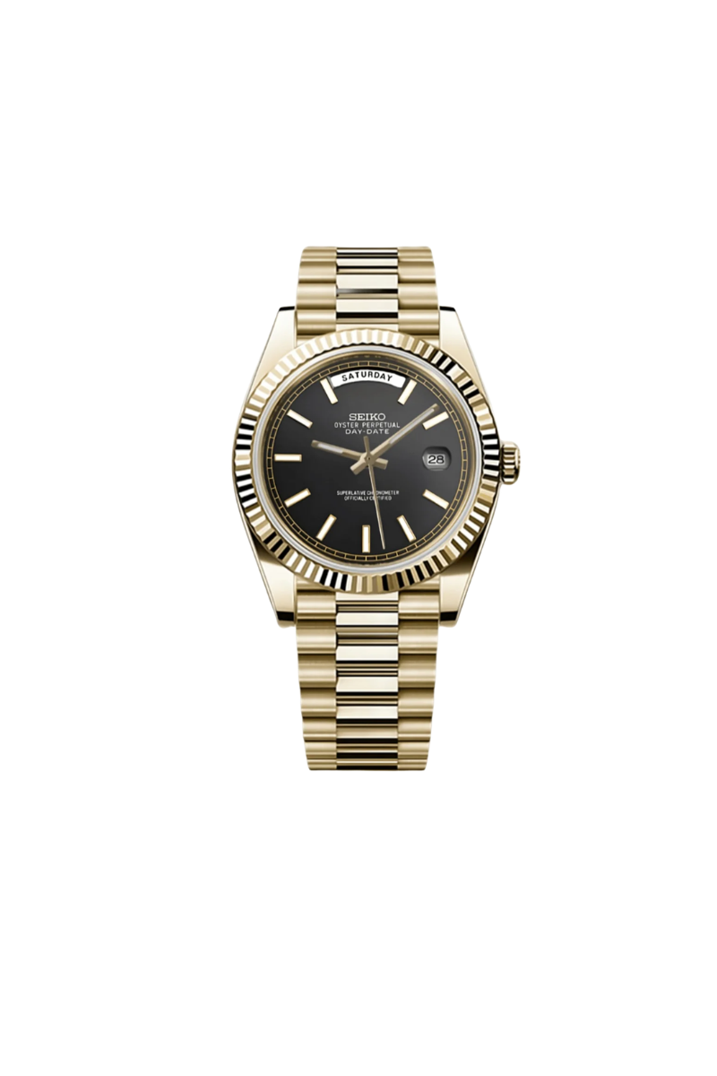 SeikoDayDate Gold Black Mod