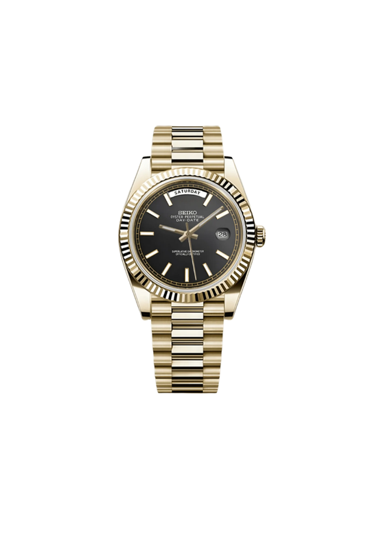 SeikoDayDate Gold Black Mod