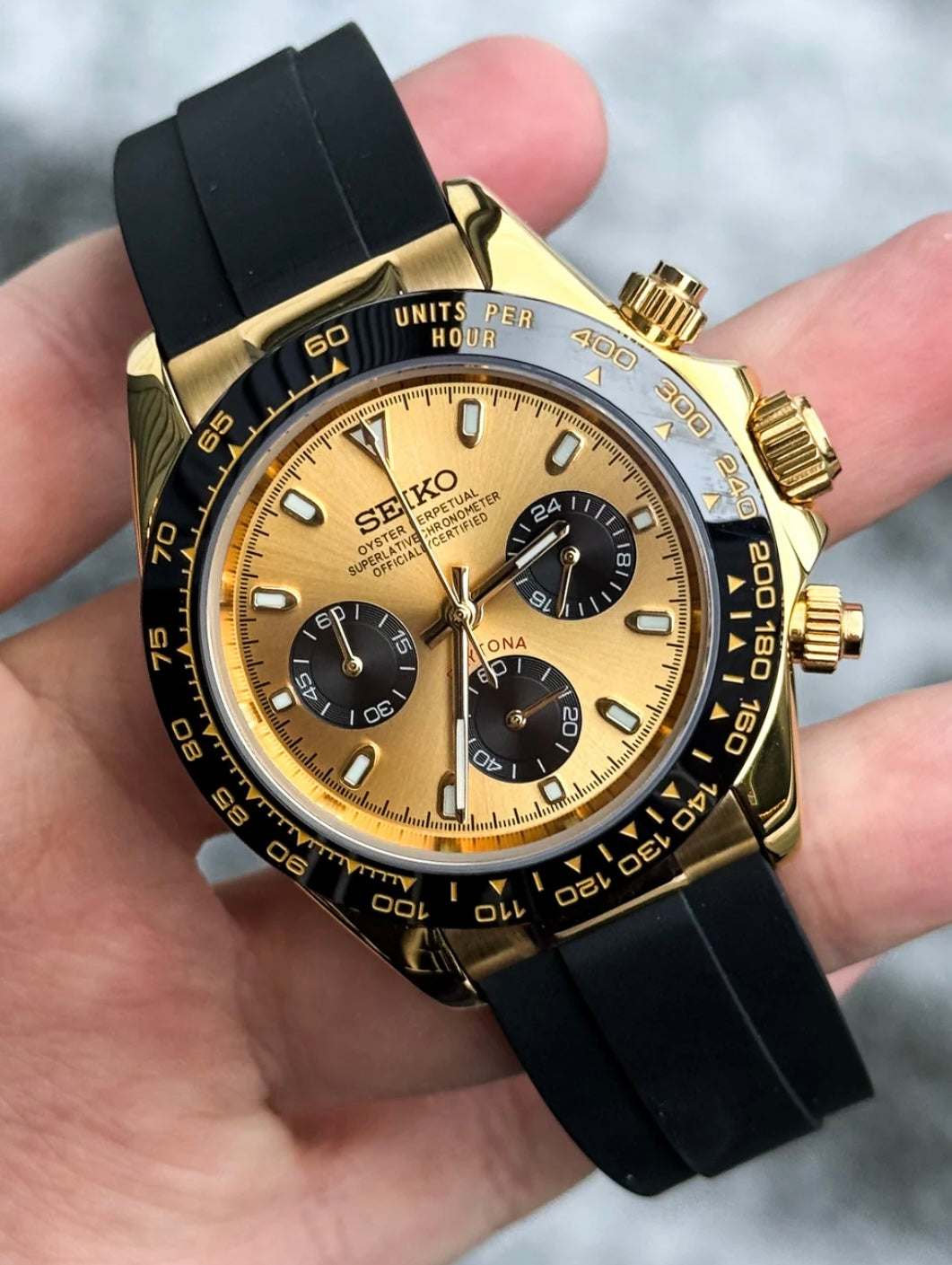 SEIKOTONA DIAMOND BLACK MEN'S WATCH