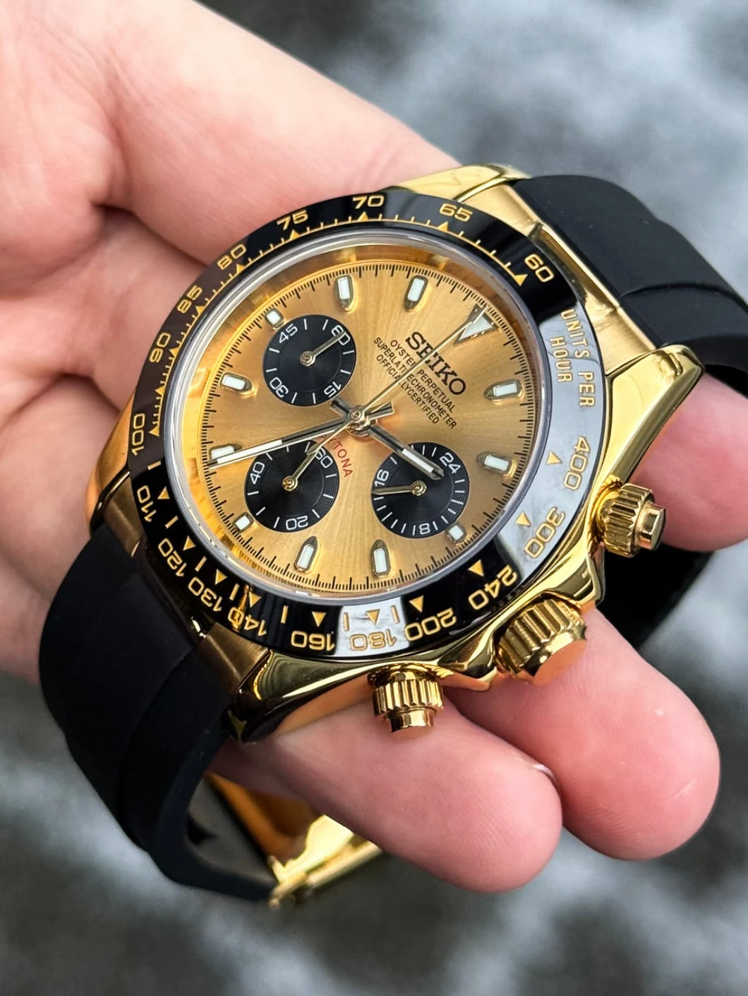 SEIKOTONA DIAMOND BLACK MEN'S WATCH